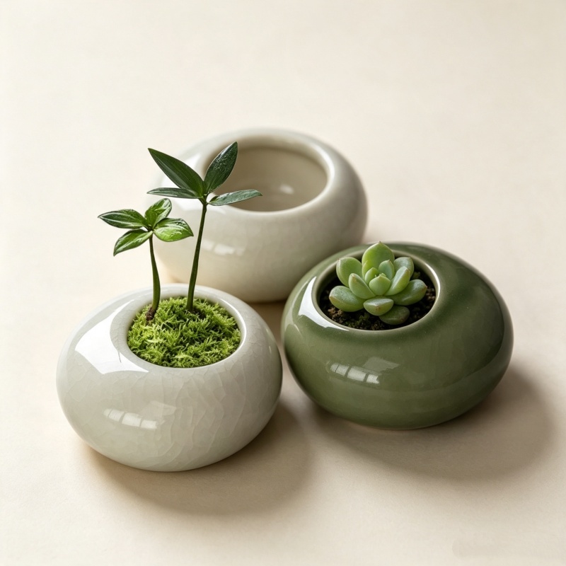 Mini Ice Crack Glazed Plant Po - Bonsai Garden Art review and price