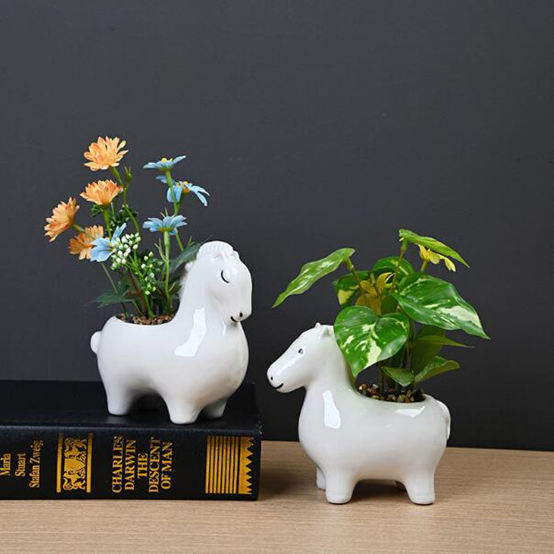 White Porcelain Creative Horse - Bonsai Garden Art review and price