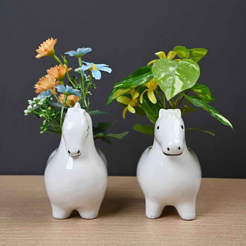 White Porcelain Creative Horse - Bonsai Garden Art review and price